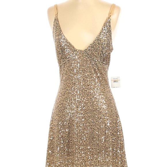 Free People Gold Rush Sequin Mini Dress Gold - Picture 3 of 13